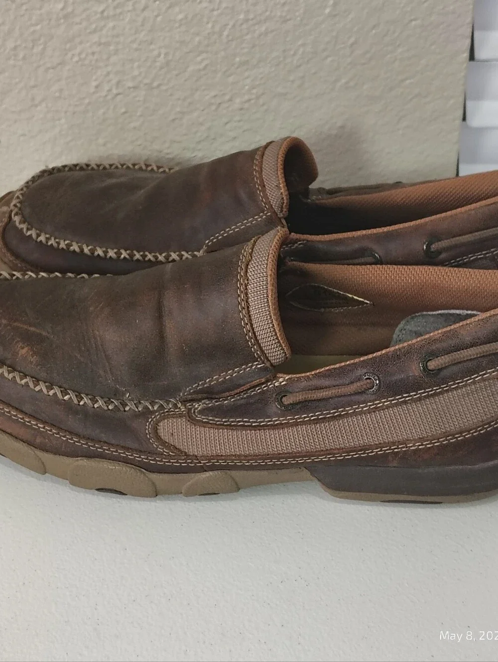 Twisted X Slip On Driving Moc Men's size 9.5M MDMS002 CASUAL DAILY BROWN LEATHER